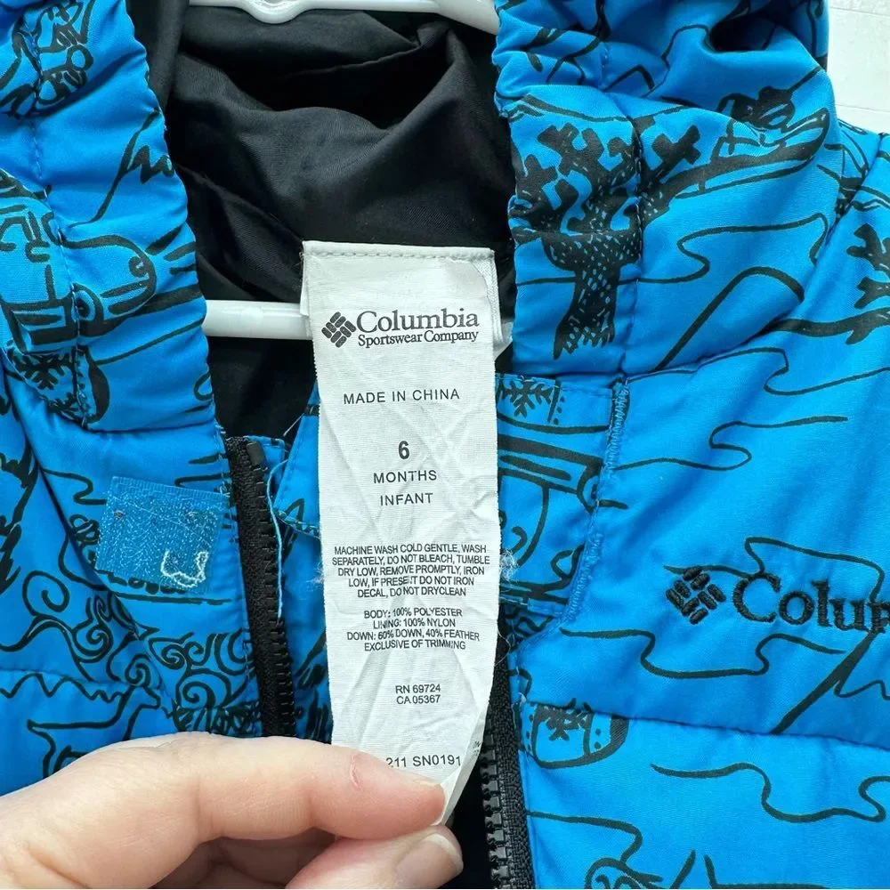 Columbia down filled hooded snowsuit blue black infant‎ boys 6m 6 months